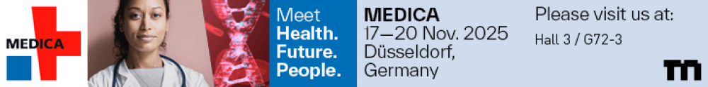 Attomol at MEDICA 2025 - Trade fair banner showing MEDICA logo, event dates November 17?20, 2025 in D&uuml;sseldorf, Germany, and booth location Hall 3 / G72-3